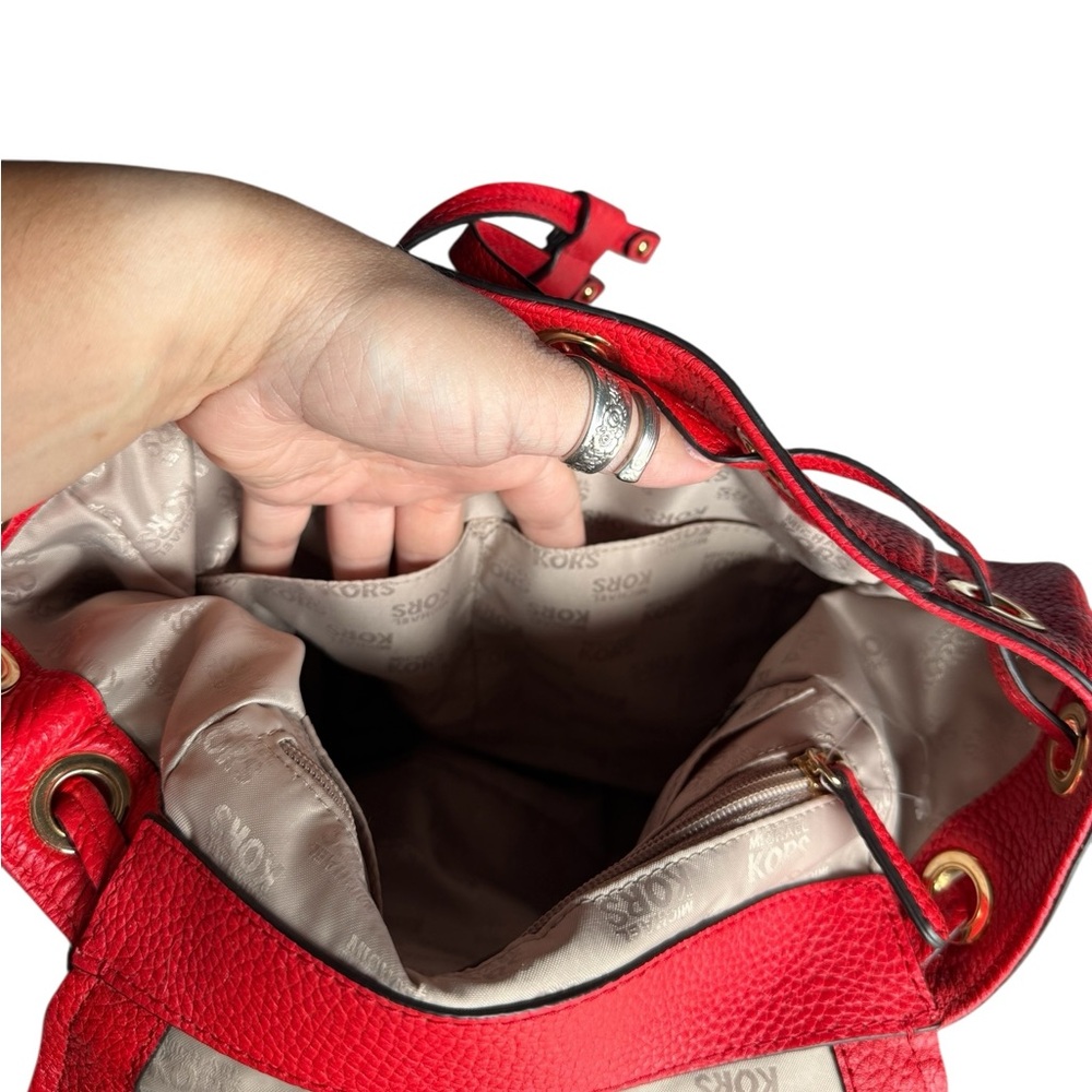 NWT Michael Kors Red Backpack with Gold Hardware - Picture 8 of 16